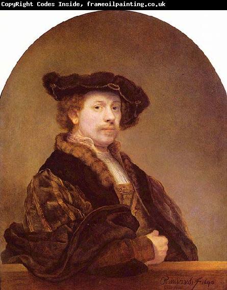 REMBRANDT Harmenszoon van Rijn wearing a costume in the style of over a century earlier. National Gallery